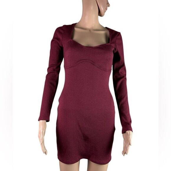 True Religion Burgundy Ribbed Corset Dress - Picture 1 of 7